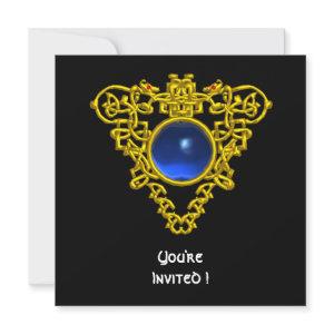CELTIC HEART  blue sapphire,black