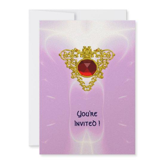 CELTIC HEART,  bright red,pink violet gold