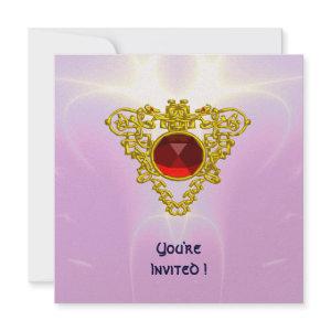 CELTIC HEART,  bright red,pink violet gold