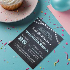 Chalkboard Lights Aqua Quinceañera