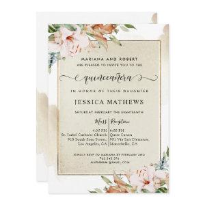 Champagne and Blush Pink Floral Quinceañera