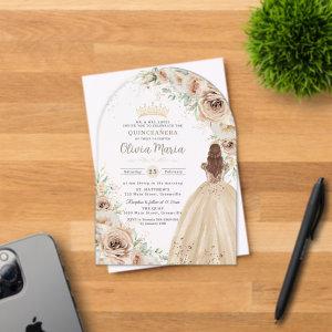 Champagne Beige Cream Floral Princess Quinceañera  Acrylic