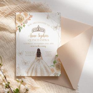 Champagne Creme Quinceañera Butterfly Tiara