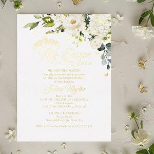 Champagne Floral Gold Mis Quince Quinceanera Foil