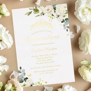 Champagne Floral Gold Quinceanera   Foil
