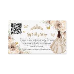 Champagne Floral Gold Quinceañera Gift Registry Enclosure Card