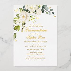 Champagne Floral Golden Butterfly Quinceanera Foil