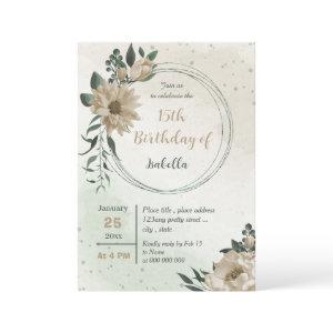 champagne flowers greenery birthday