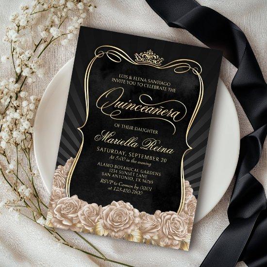 Champagne Gold Black Quinceañera