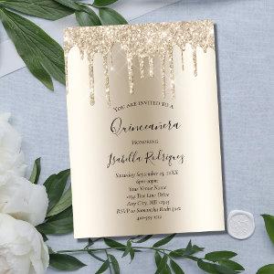 Champagne Gold Dripping Glitter Quinceanera