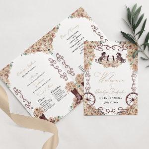 Champagne Gold Western Charro Quinceañera Program