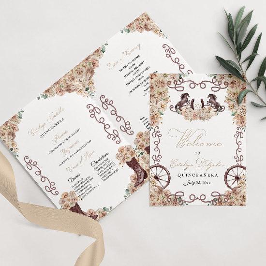 Champagne Gold Western Charro Quinceañera Program