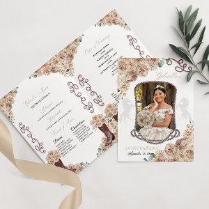 Champagne Gold Western Charro Quinceañera Program