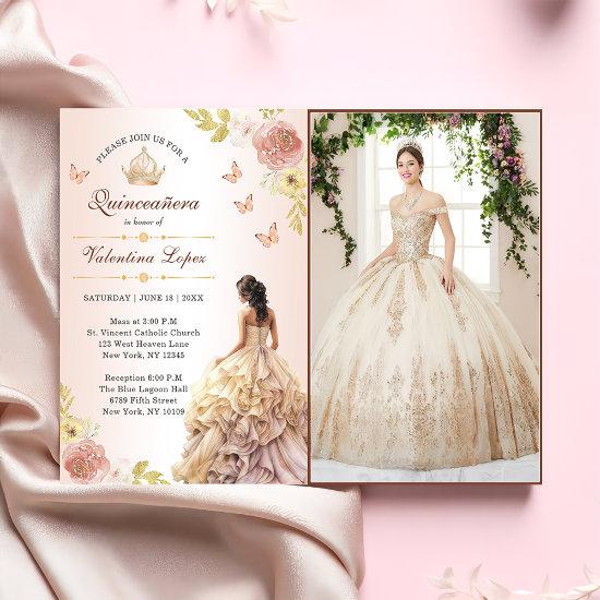Champagne Princess Dress Quinceañera Birthday