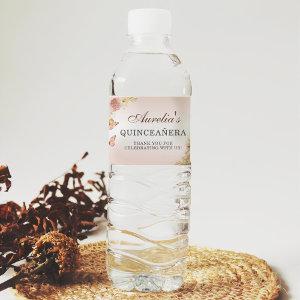 Champagne Princess Dress Quinceañera Birthday Water Bottle Label