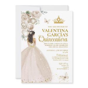Champagne Quinceañera 15 Anos Flowers Gold Crown