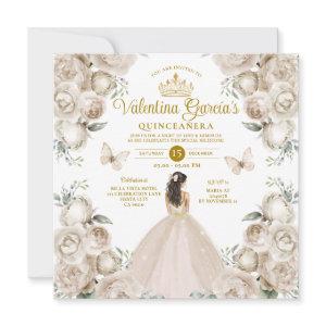Champagne Quinceañera 15 Anos Flowers Gold Crown