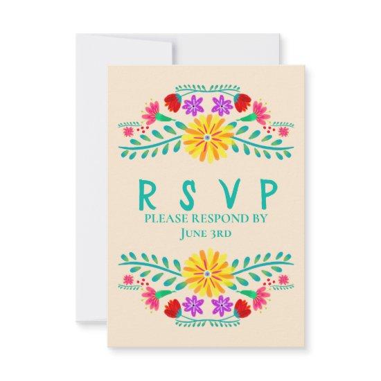 Champagne Quinceanera Mexican Fiesta Party RSVP Card