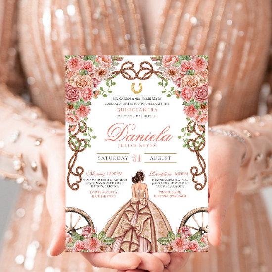 Champagne & Rose Gold Western Charro Quinceanera