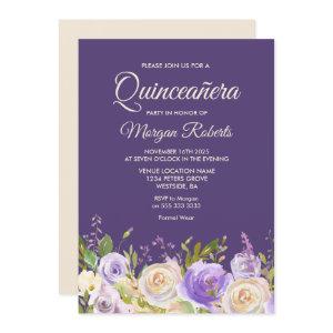 Champagne Rose Purple Flowers Quinceanera Party