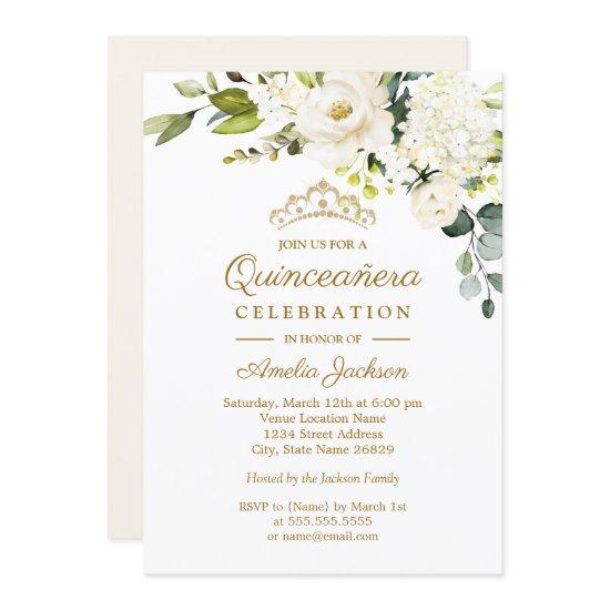 Champagne Watercolor Floral Quinceanera