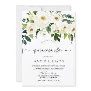 Champagne White Flowers Elegant Quinceanera Party