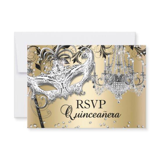 Chandelier Masquerade Gold Quinceanera RSVP
