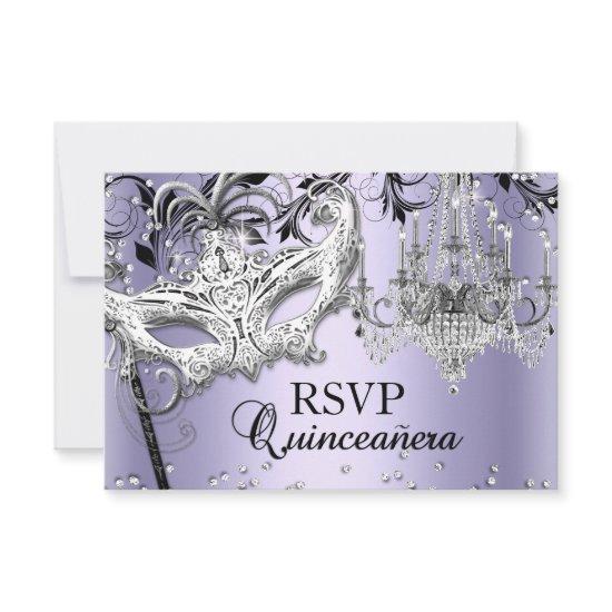 Chandelier Masquerade Purple Quinceanera RSVP