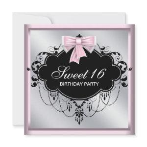 Chandelier Pink Black Sweet 16 Birthday Party