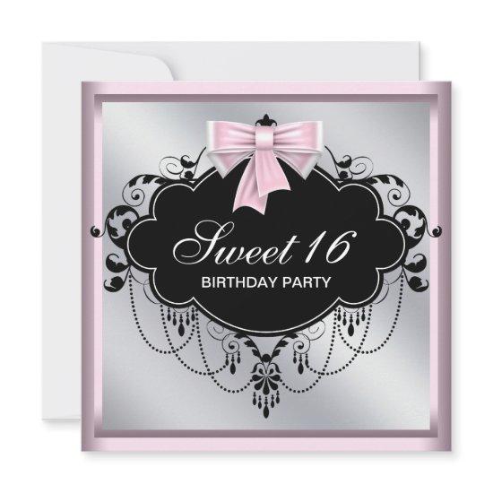 Chandelier Pink Black Sweet 16 Birthday Party