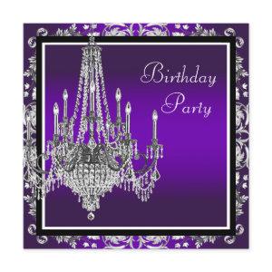 Chandelier Purple Damask Birthday Party