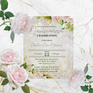 Charming Watercolor Roses Quinceañera