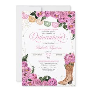 Charra Blush Pink Roses Cowgirl Boots Quinceañera