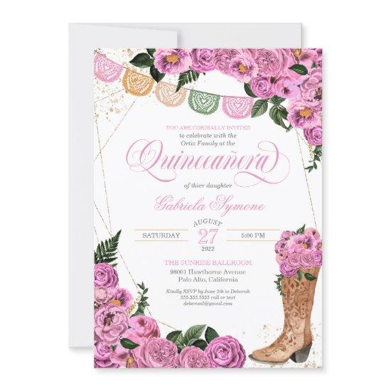 Charra Blush Pink Roses Cowgirl Boots Quinceañera