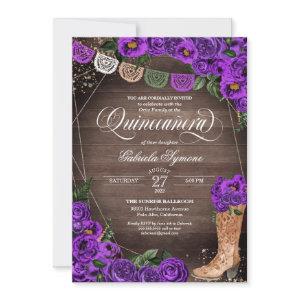 Charra Rustic Cowgirl Boot Purple Rose Quinceañera