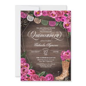 Charra Rustic Cowgirl Pink Rose Quinceañera