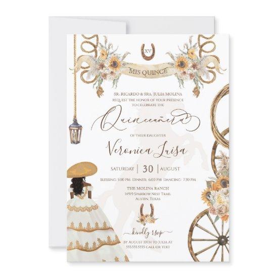Charro Floral Boho Rustic Country Quinceanera Invi