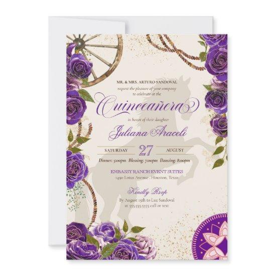 Charro Purple Roses Western Ranch Quinceanera