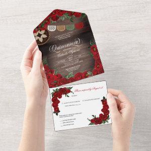 Charro Red Roses Rustic Country Quinceanera  All In One