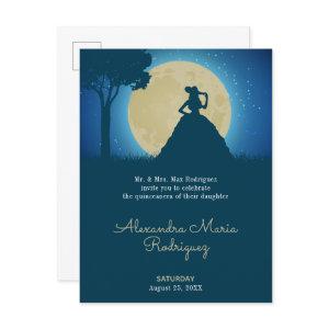 Charro Silhouette with Moon Quinceanera  Postcard