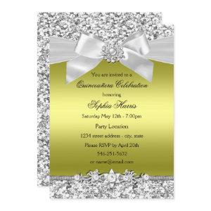 Chartreuse Glitter Jewel Bow Quinceanera