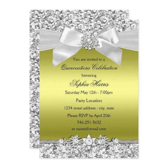 Chartreuse Glitter Jewel Bow Quinceanera