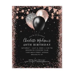 Cheap Black Pink Rose Gold Balloon Lights Birthday Flyer