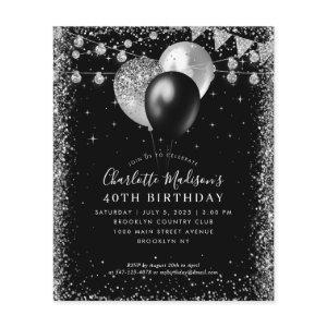 Cheap Black Silver Glitter Balloon Lights Birthday Flyer