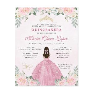 Cheap Blush Pink Gold Floral Princess Quinceañera Flyer