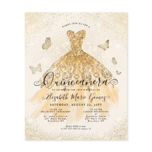 Cheap Classic Light Gold Gown Quinceanera Invite Flyer