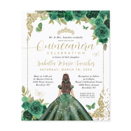 Cheap Emerald Green Gold Princess Quinceañera Flyer