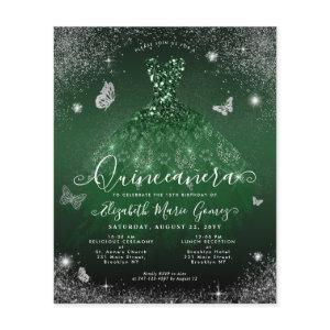Cheap Emerald Green Silver Gown Photo Quinceanera Flyer