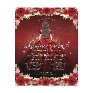 Cheap Floral Burgundy Gold Princess Quinceanera Flyer