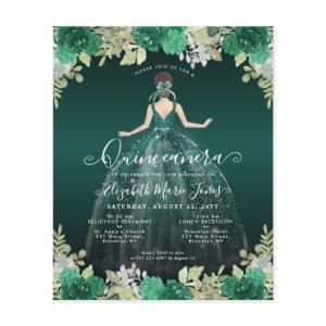 Cheap Floral Green Dress Gown Quinceanera Invite Flyer